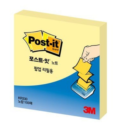 3M 포스트잇 팝업리필 KR-330 노랑 (76x76)